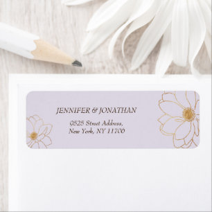 Minimalist golden flower lavender Return Address
