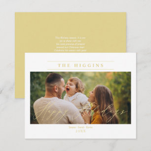 Minimalist Golden Happy Holidays Photo Family Holiday Card