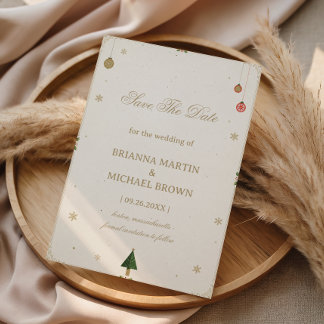 Minimalist Golden Holiday Winter Elegance Save The Date