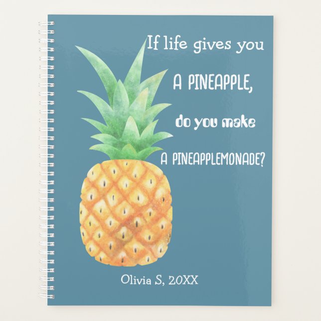 Minimalist Golden Pineapple Personalized Planner (Front)