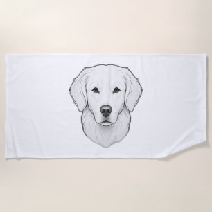 Minimalist Golden Retriever Beach Towel