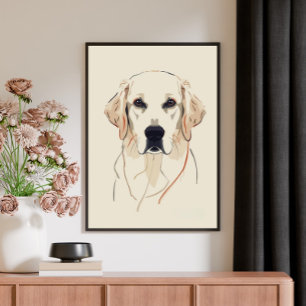 Minimalist Golden Retriever Line Art Canvas Print