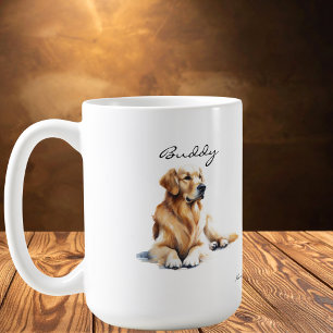 Minimalist Golden Retriever  Personalize Coffee Mug