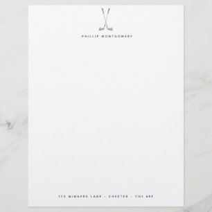 Minimalist Golf Clubs Personalized Letterhead