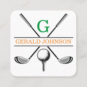 Minimalist Golf Monogram Design Square Business Ca Card