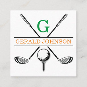 Minimalist Golf Monogram Design Square Business Ca Square Business Card