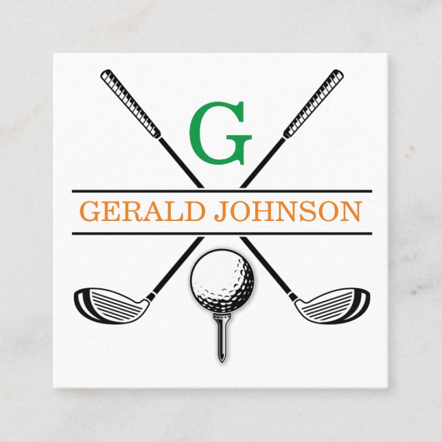Minimalist Golf Monogram Design Square Business Ca Square Business Card (Front)