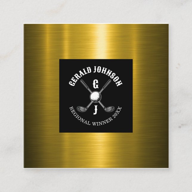 Minimalist Golf Monogram Design Square Business Card (Front)