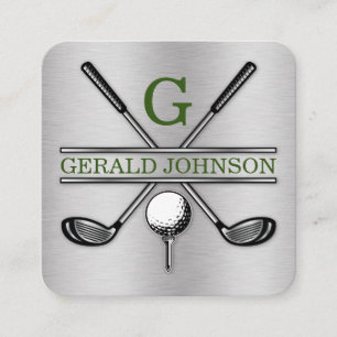 Minimalist Golf Monogram Square Business Card