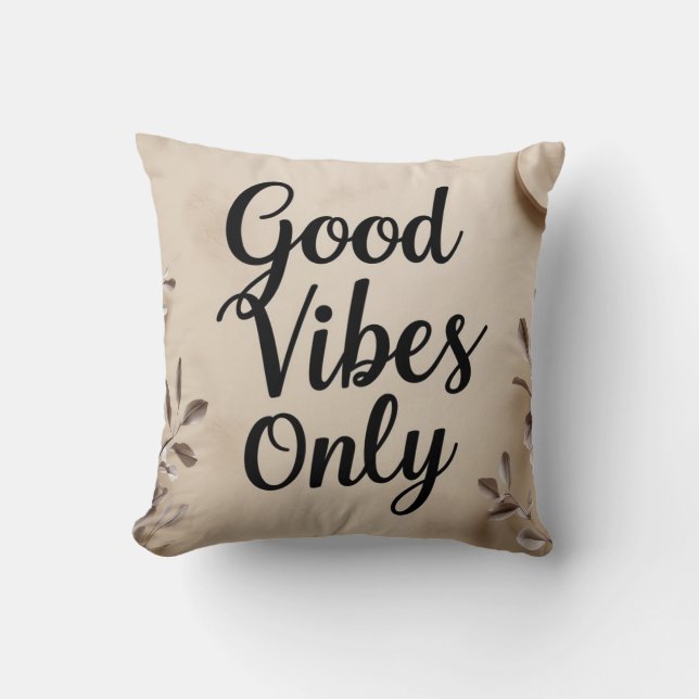 Minimalist Good Vibes Only Throw Pillow (Front)