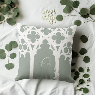 Minimalist Gothic Elegant Typography Pale Green Throw Pillow