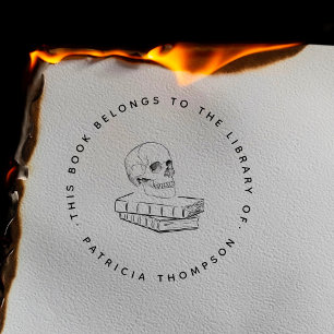 Minimalist Gothic Skull Book From The Library Self-inking Stamp