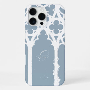 Minimalist Gothic Window Calligraphy Cadet Grey iPhone 16 Pro Max Case