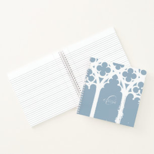 Minimalist Gothic Window Calligraphy Pale Blue Notebook