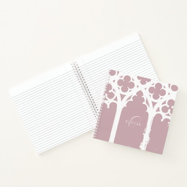 Minimalist Gothic Window Calligraphy Pale Pink Notebook (Inside)