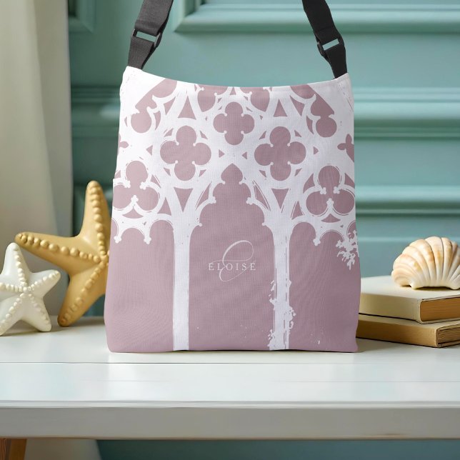 Minimalist Gothic Window Calligraphy Soft Pink Crossbody Bag (Creator Uploaded)