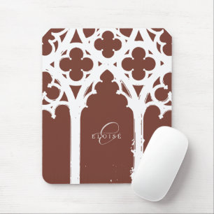 Minimalist Gothic Window Calligraphy Terracotta Mouse Pad