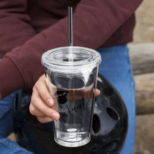 Minimalist Grad Cap Black & White Graduation Acrylic Tumbler