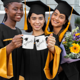 Minimalist Grad Cap Black & White Graduation Coffee Mug