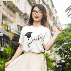 Minimalist Grad Cap Black & White Graduation T-Shirt