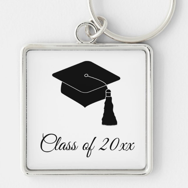 Minimalist Grad Cap Class of 2018 Keychain (Front)