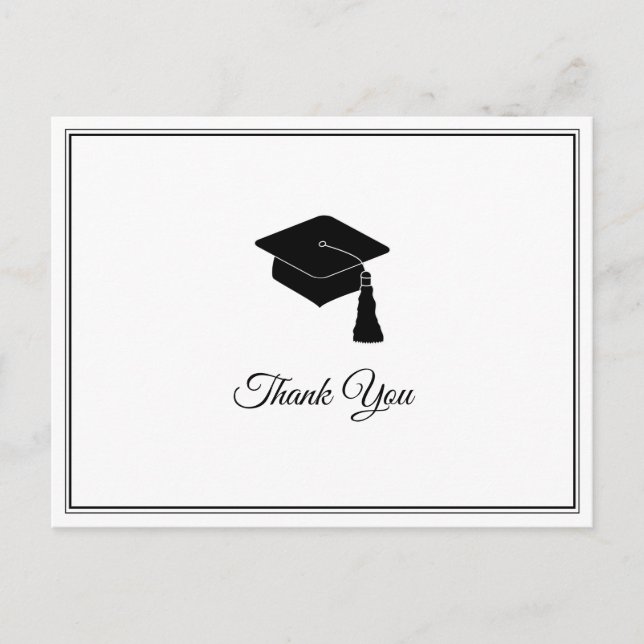 Minimalist Grad Cap Class of 2018 Thank You Postcard (Front)