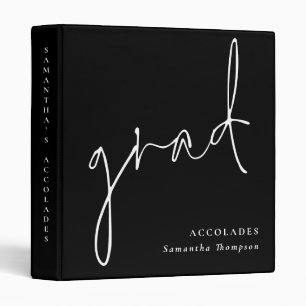 Minimalist Grad Script Graduate Accolades Black  Binder