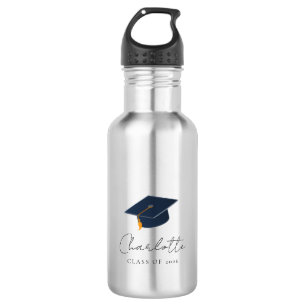 Minimalist Graduate Cap & Custom Name 532 Ml Water Bottle