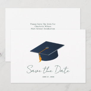 Minimalist Graduate Cap & Custom Name Save The Date