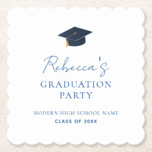 Minimalist Graduate Commencement Table Decor Paper Coaster