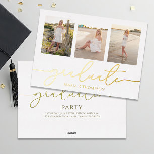 Minimalist Graduate Gold Script Photo Collage