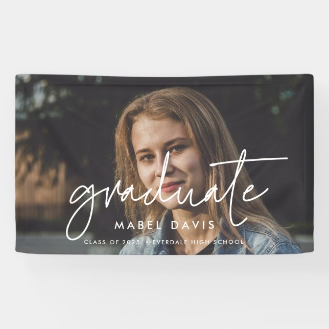 Minimalist Graduate photo graduation party Banner (Horizontal)