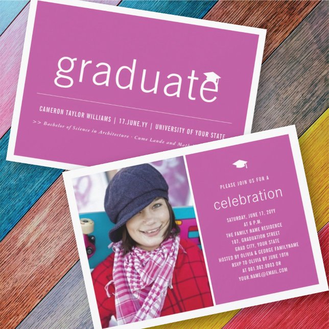 Minimalist Graduate Photo Simple Graduation Party Invitation (Creator Uploaded)
