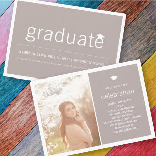Minimalist Graduate Photo Simple Graduation Party Invitation
