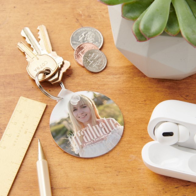Minimalist Graduate Picture Simple Modern Photo  Keychain (Desk)