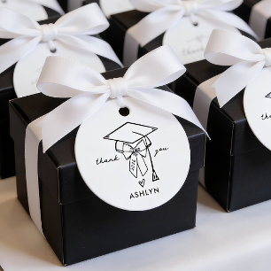 Minimalist Graduation Cap with Bow Custom Favour Tags