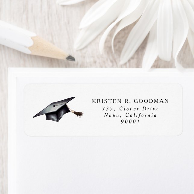 Minimalist Graduation Hat Return Address Label (Insitu)