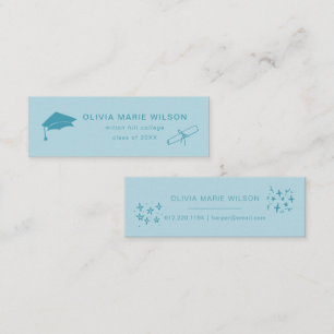 Minimalist Graduation Icon Name Card Blue