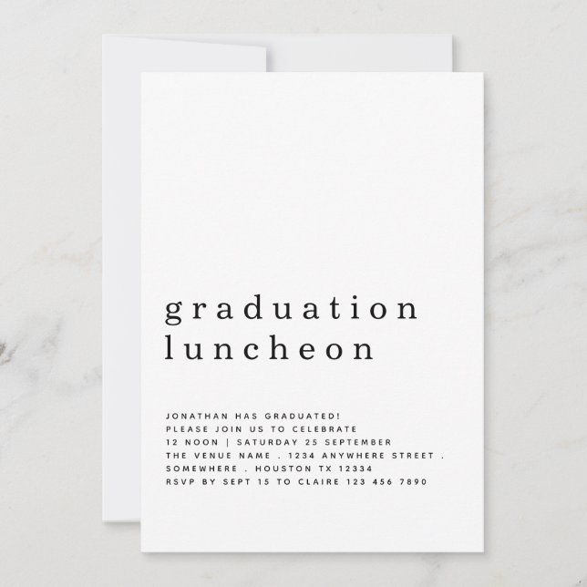 Minimalist Graduation Luncheon Invitation (Front)