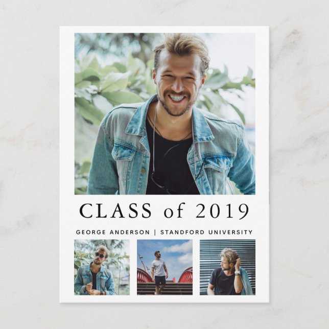 Minimalist Graduation party invitation photo Postcard (Front)