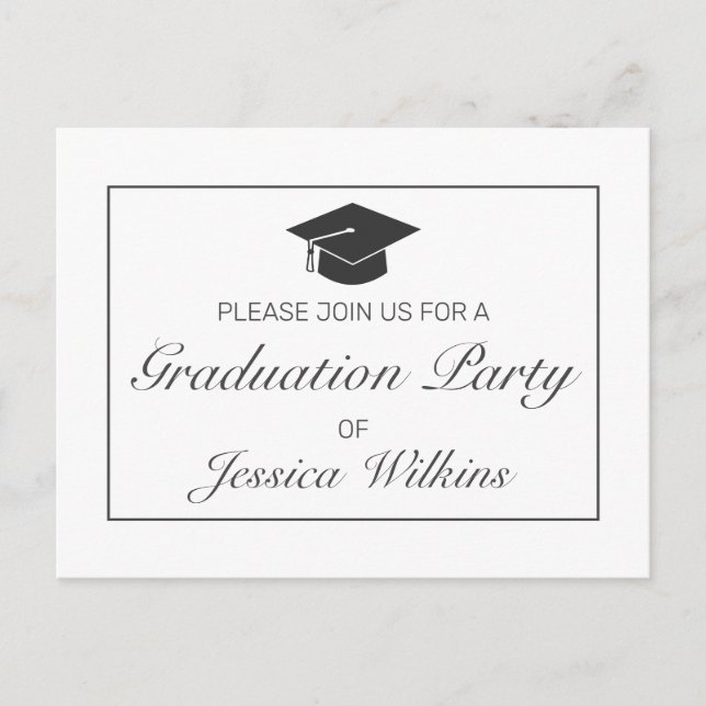 Minimalist Graduation Party Invitation Postcard (Front)