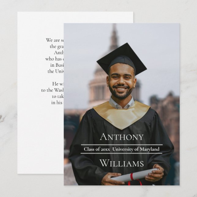Minimalist Graduation Photo Announcement (Front/Back)