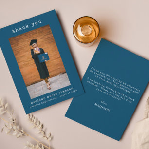 Minimalist Graduation Photo Simple Thank You Card