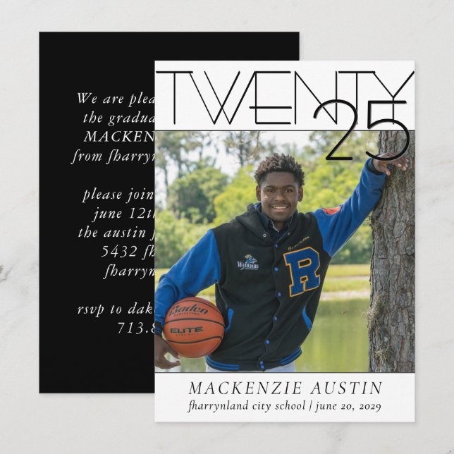 Minimalist Graduation | Script Grad Photo Party Invitation (Front/Back)