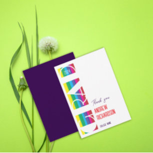 Minimalist graduation stripe pattern thank you card