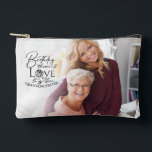 Minimalist Granddaughter Typography Photo Accessory Pouch<br><div class="desc">This modern minimalist birthday design for a granddaughter features graceful calligraphy blended with clean, contemporary typography that gently highlights love and birthday wishes. The flowing handwritten script is balanced with simple lettering and generous spacing, creating a calm, uncluttered composition. A soft circular photo frame integrates naturally with the typography, allowing...</div>