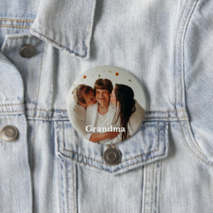 Minimalist grandma custom photo 3 inch round button