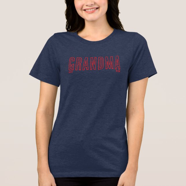 Minimalist GRANDMA  – Customizable Year Tri-Blend Shirt (Front)