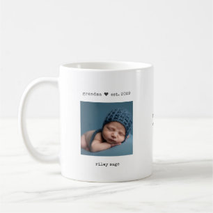 Minimalist Grandma Est. Personalized Photo Coffee Mug