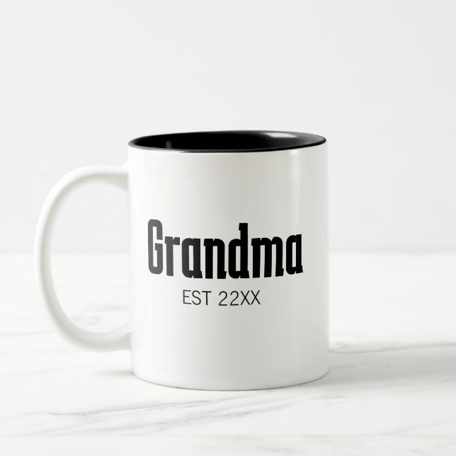 Minimalist grandma EST Two-Tone Coffee Mug (Left)
